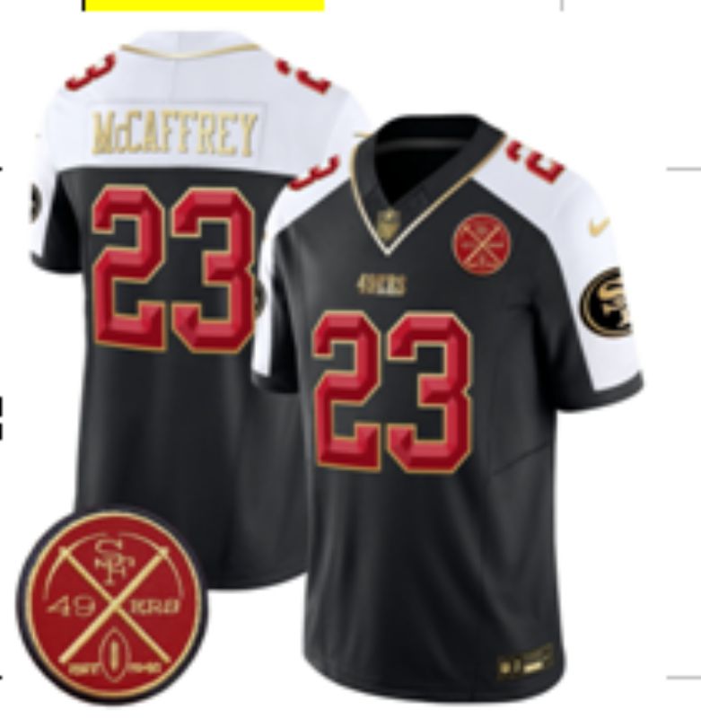 Men Nike San Francisco 49ers #23 Mccaffrey black Limited NFL 2025 Jersey 0055->san francisco 49ers->NFL Jersey